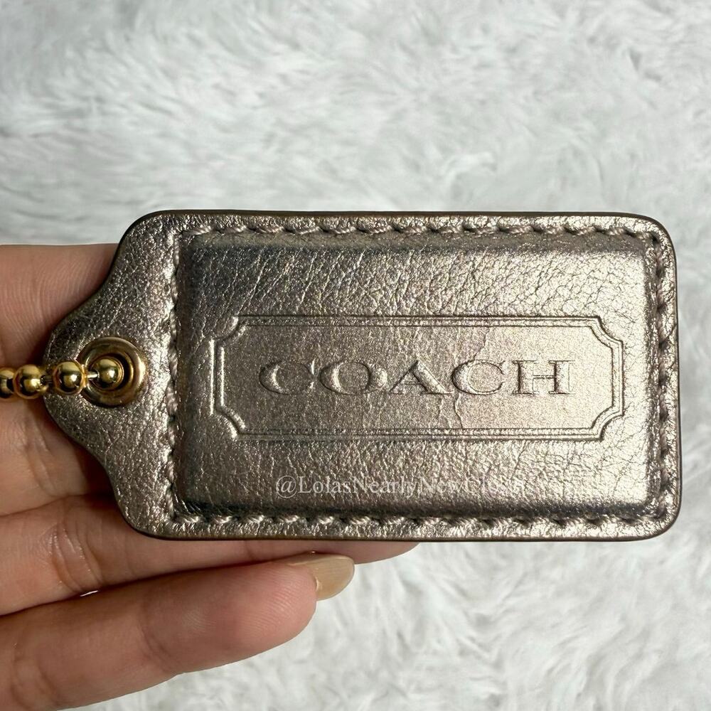 2.5" COACH Metallic Bronze Fob Bag Charm Hang tag Hangtag